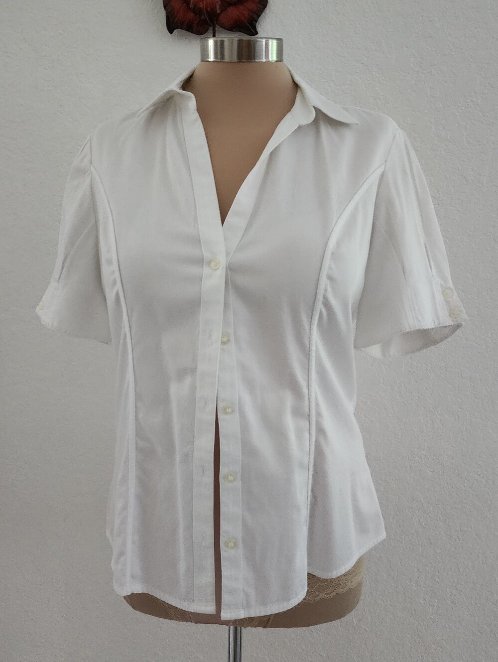 THE LIMITED | White Short-Sleeve Button-Up Shirt